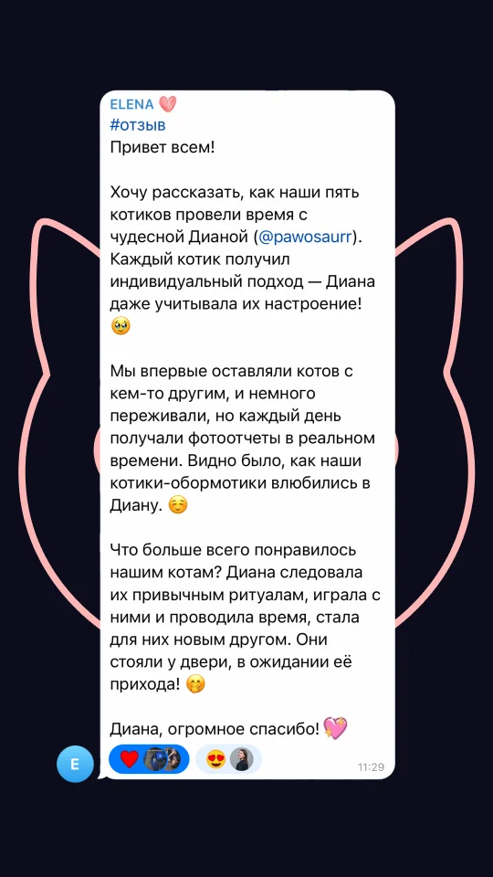 Скриншот отзыва клиента